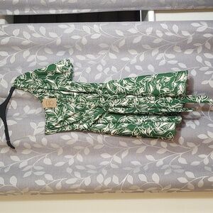 Staccato Green and White Leaf Print Mini Dress